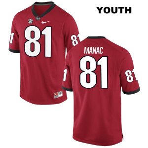Youth Georgia Bulldogs NCAA #81 Chauncey Manac Nike Stitched Red Authentic College Football Jersey LZK4654OB